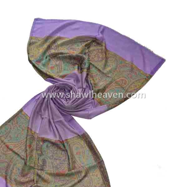 Light violet jacquard palla {cascade} soft wool pashmina stole